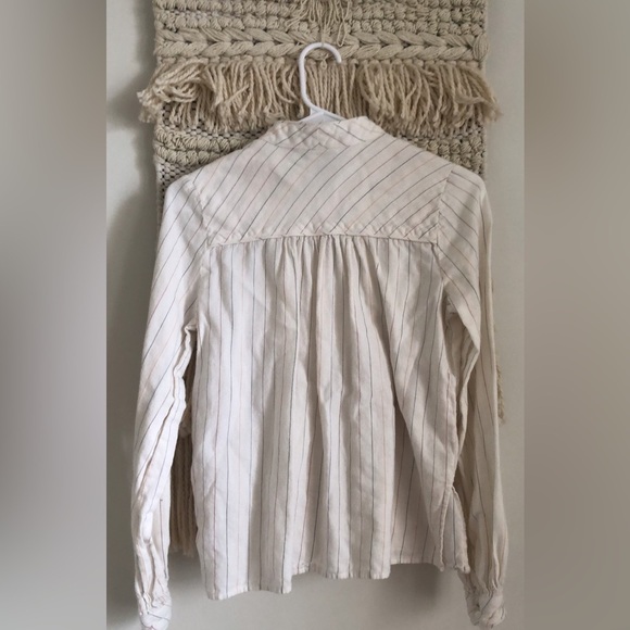 Faherty Janice Organic Cotton Long Sleeve Pintuck Bib Top in Miko Stripe XS - Picture 5 of 6